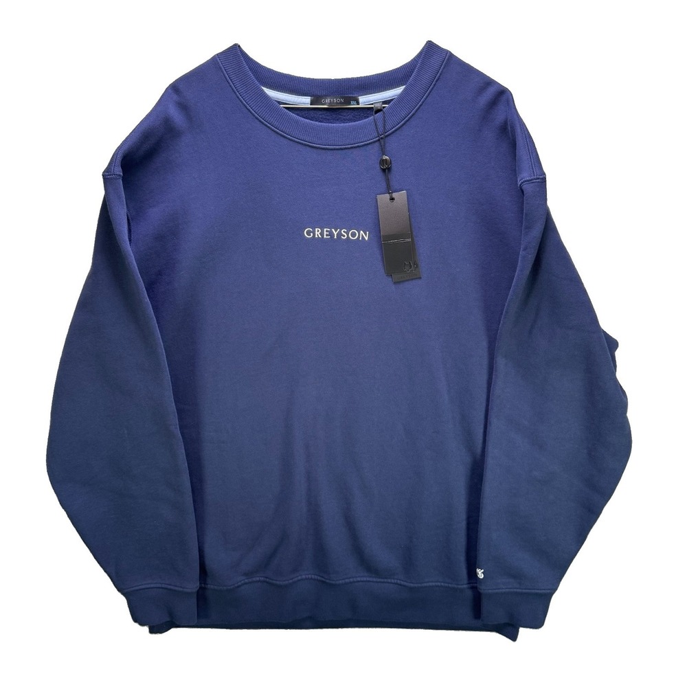 Greyson Crewneck Sweatshirt Mens 2XL Blue Golf Pullover Fleece Embroidered NWT